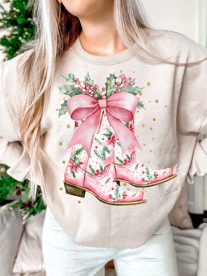 Coquette, Pink Christmas png,Western Christmas designs,Christmas sublimation,Trending png,Retro Holidays png,Holiday png Christmas Cowgirl