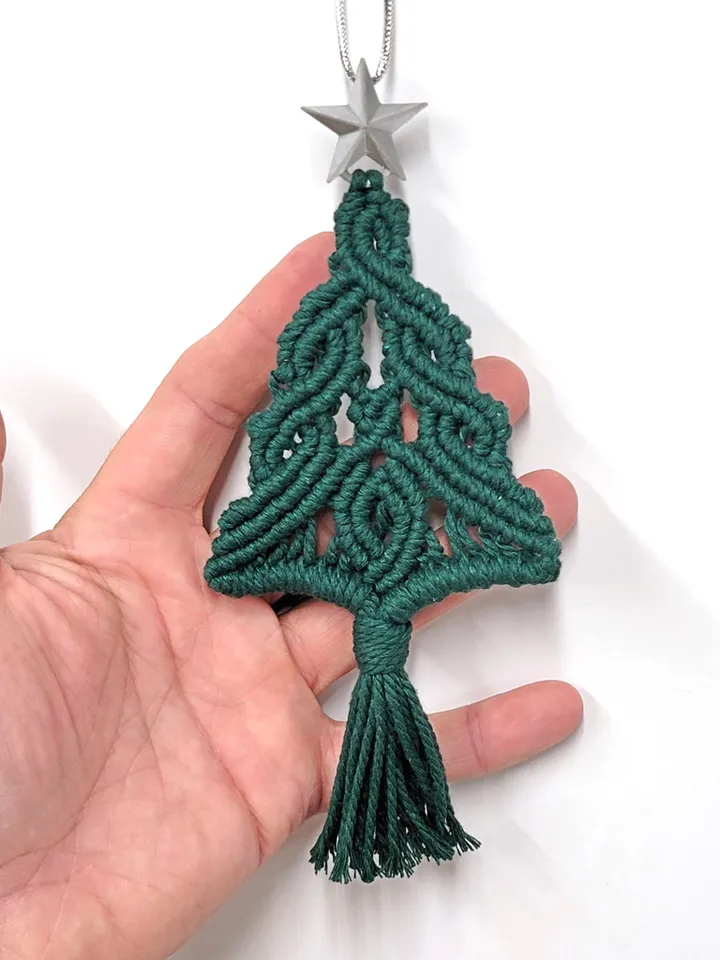 Macrame Christmas Tree Ornament Unbreakable Boho Holiday Decor Unique Xmas Holiday Car Charm Macrame Tree with Star