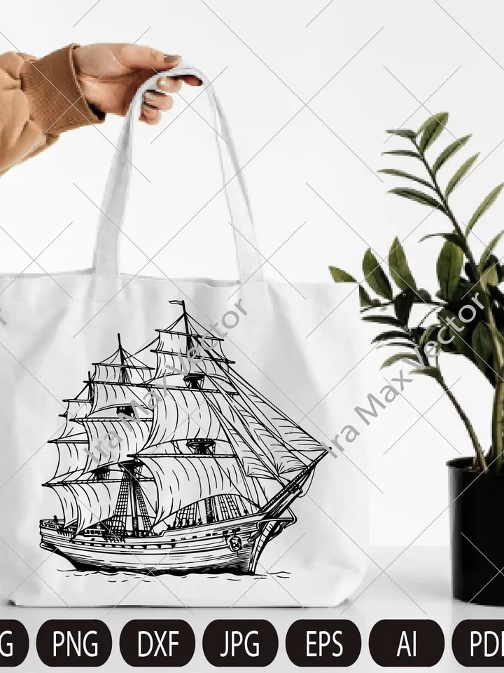 Pirate Ship Svg, Ship Svg, Sail boat Svg, Pirate Ship Clipart, Pirate Ship Cricut, Sea Ship Svg, Pirate Ship Shirt, Pirate Png