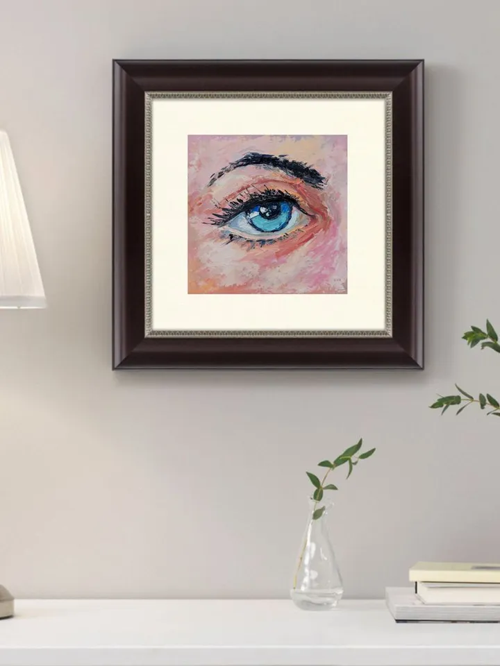 Blue eye painting original art Portrait painting 6 by 6 inch art of the human eye artwork by Juliya JC
