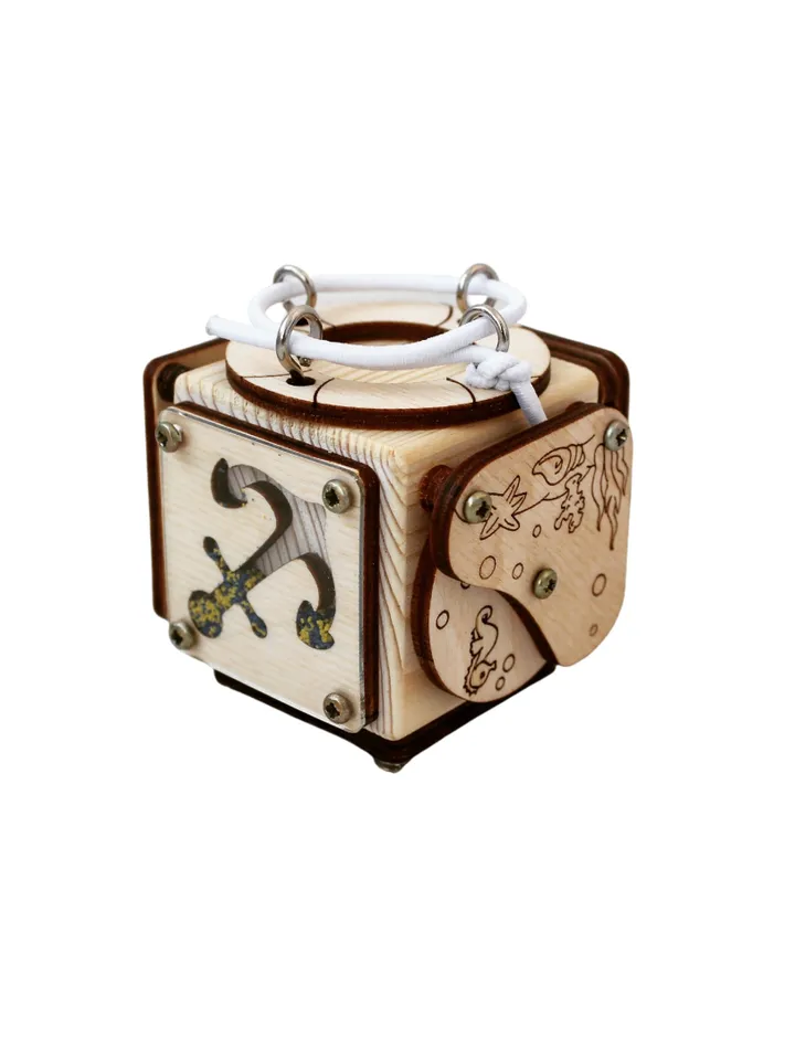 Busy cube - wooden baby fidget toy, montessori travel activity