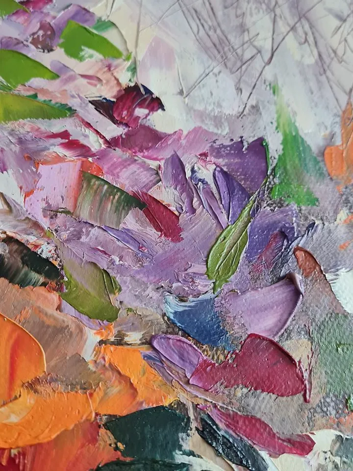 Flowers original oil painting on canvas Oil abstract painting Flowers in vase