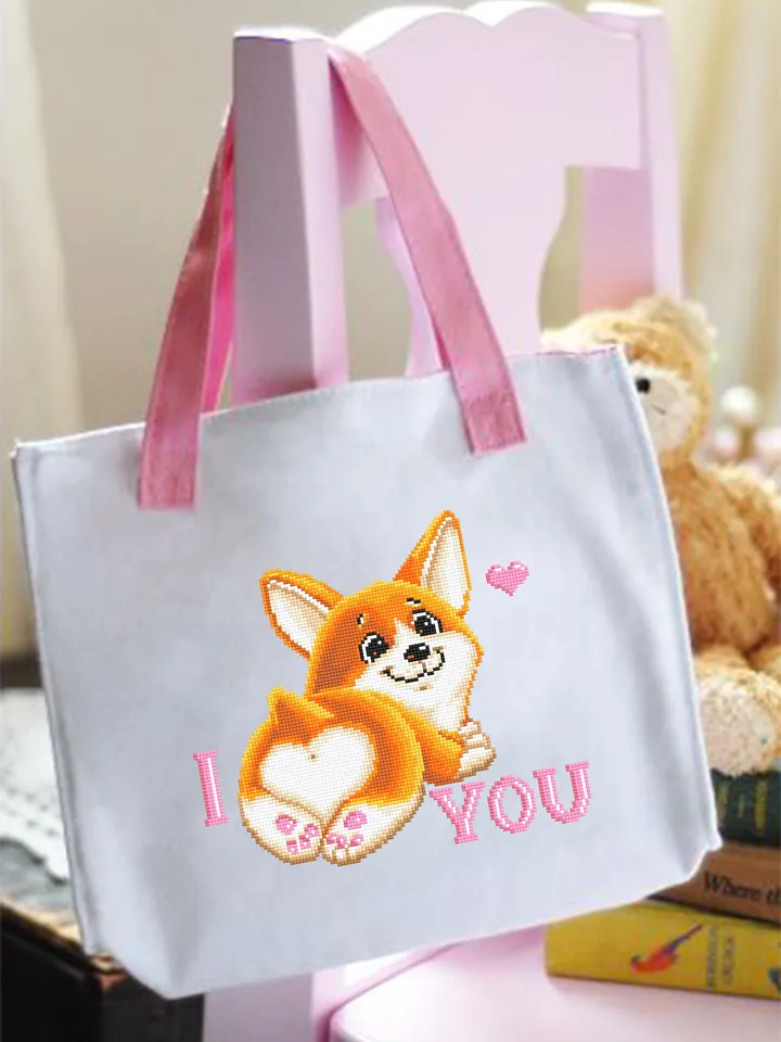 Cute corgi cross stitch pattern download PDF, Dog cross stitch, I love you, Funny pet cross stitch, Dog lover gift, Corgi embroidery #K13