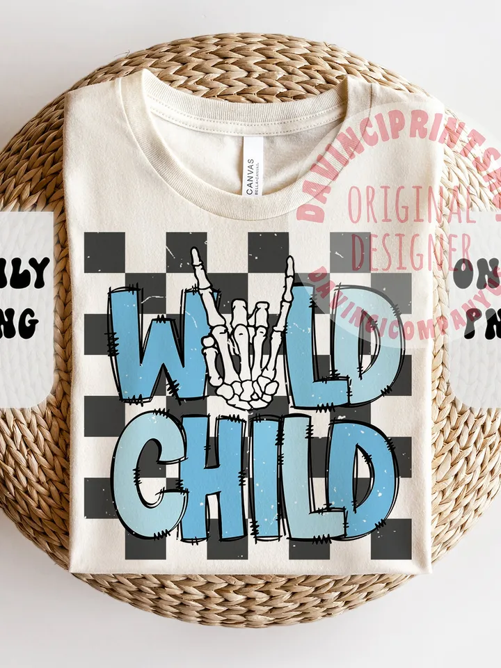 Wild Child Checkered Sublimation File, Toddler Png Design, Shirt for Kids, Retro Design Sublimation, Kids Sublimation, Boy sublimation, png