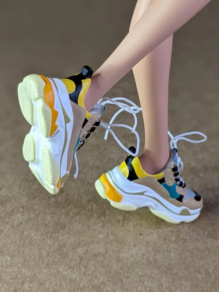 Beige, Green & Yellow sneakers for 11 inch female dolls (MH g1, g2, g3 or EAH)