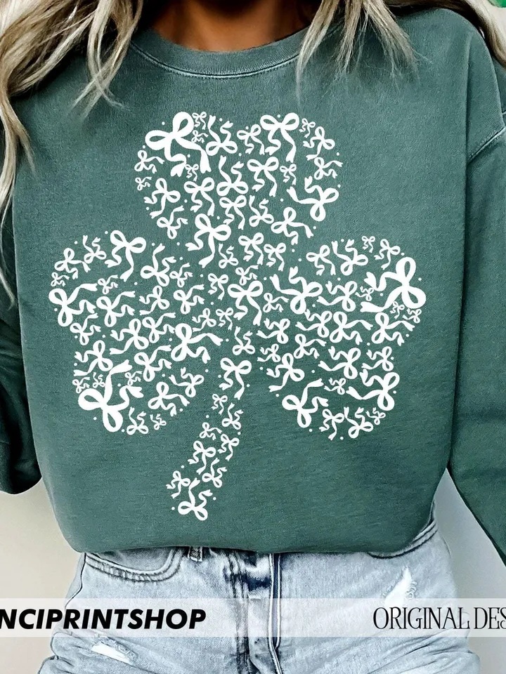 2 files, St Patricks Day Coquette PNG, Lucky Shamrock PNG, St Patricks Png, Lucky Png, Irish Png, Clover Png, Retro St Patricks, Green Bow