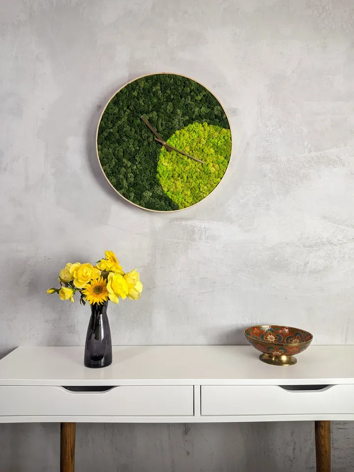 Large wall clock | Moss Clock | Preserved moss wall art | Oversized wall clock | Wall decor | Unique clock | Plant office decor