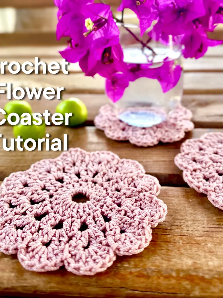 CROCHET Flower Coaster pattern | Instant Download PDF | Tutorial and Video | Easy crochet | Summer home decor | kitchen decor | Gift idea