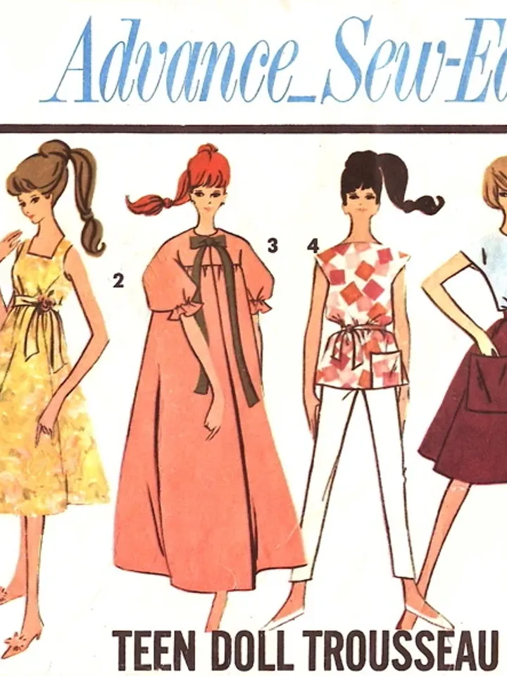 Barbie Vintage Sewing Pattern PDF Fashion Dolls size 11 1/2 inches Advance 3376