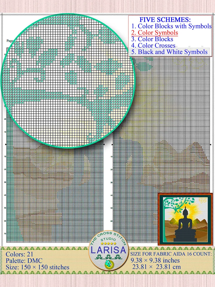 Buddha Cross Stitch Pattern | Bodhi Tree