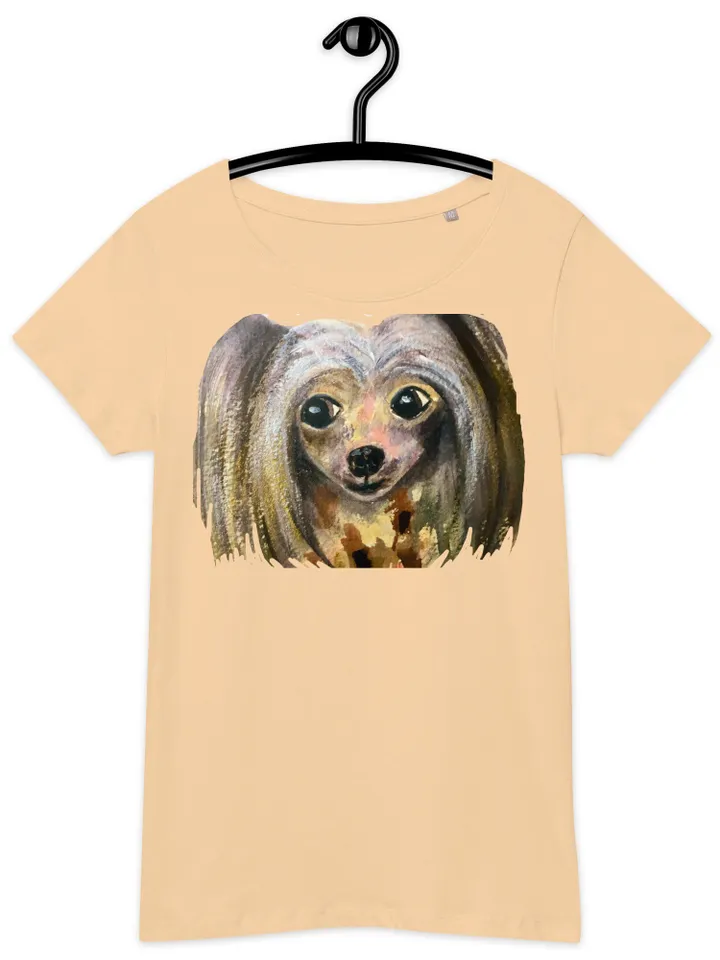 Chinese crested dog Women’s basic organic t-shirt made with my original watercolor painting,unique wearable gift for animals ,dogs lovers.