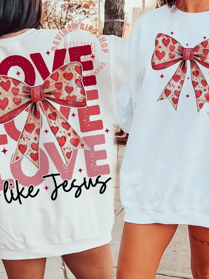 Retro Love like Jesus Coquette Png, Christian Valentines Day png, Jesus Valentine png, Coquette Heart Bow png, Valentines png, Jesus png