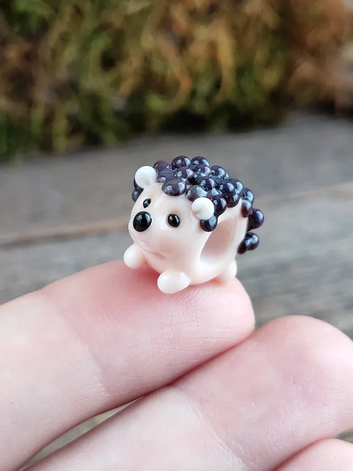 Hedgehog charm Hedgehog dread beads Hedgehog bead Hedgehog bracelet Glass Hedgehog BHB big hole bead Lampwork Hedgehog jewelry