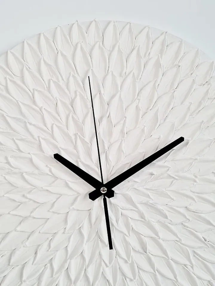 Large textural white wall clock Silent clock Unique handmade clock Modern clock