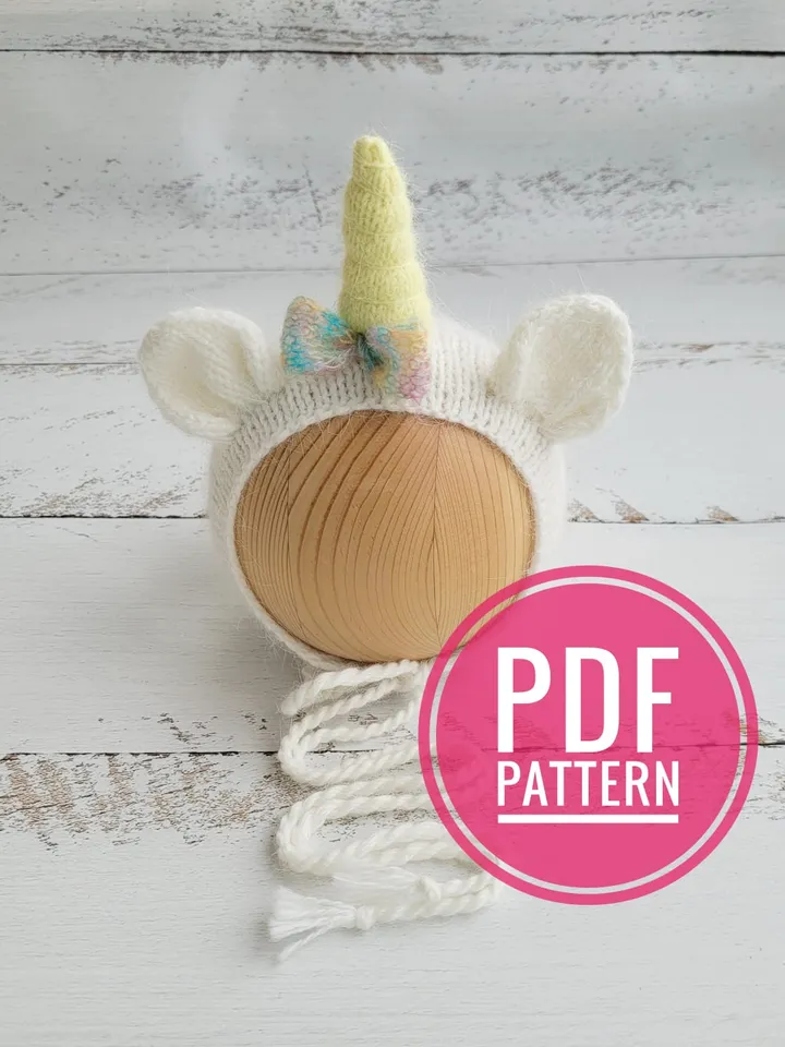 PDF! Unicorn newborn hat knitting pattern / newborn photo props