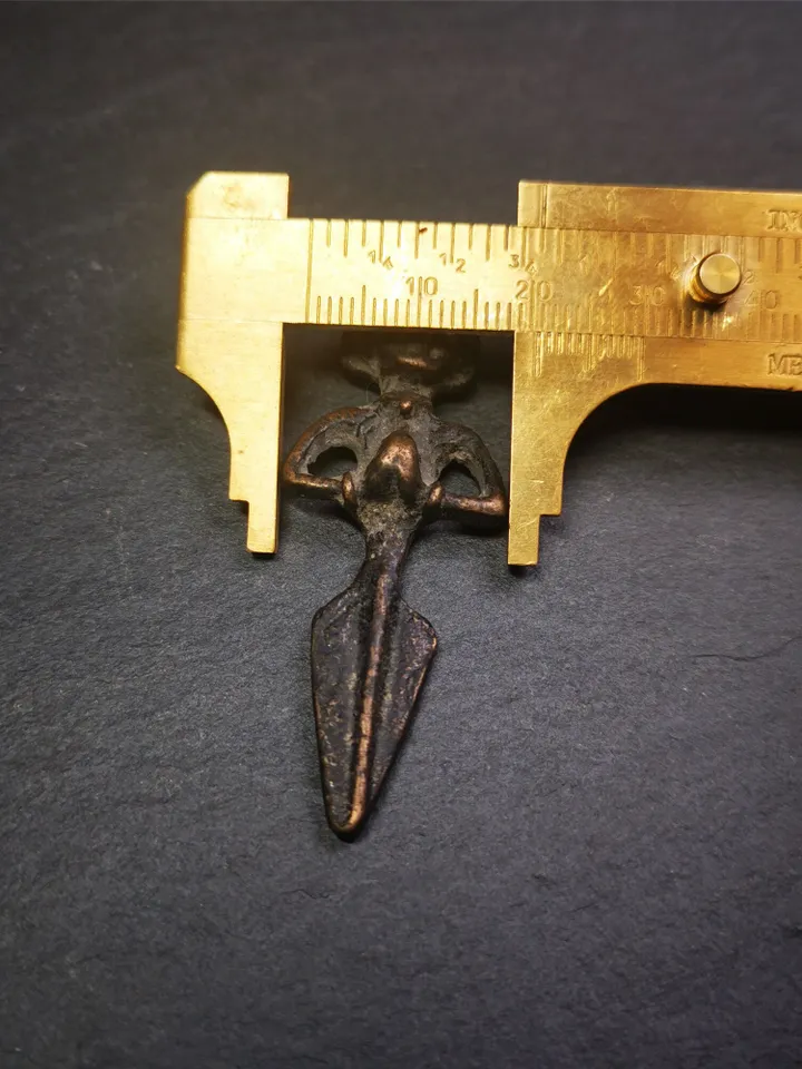 Gandhanra Antique Tibetan Amulet,Samantabhadra Phurba,Kila(Dorje Phurba) , Trantic Buddhism Ritual Implement Pendant,Made of Copper,2.36"