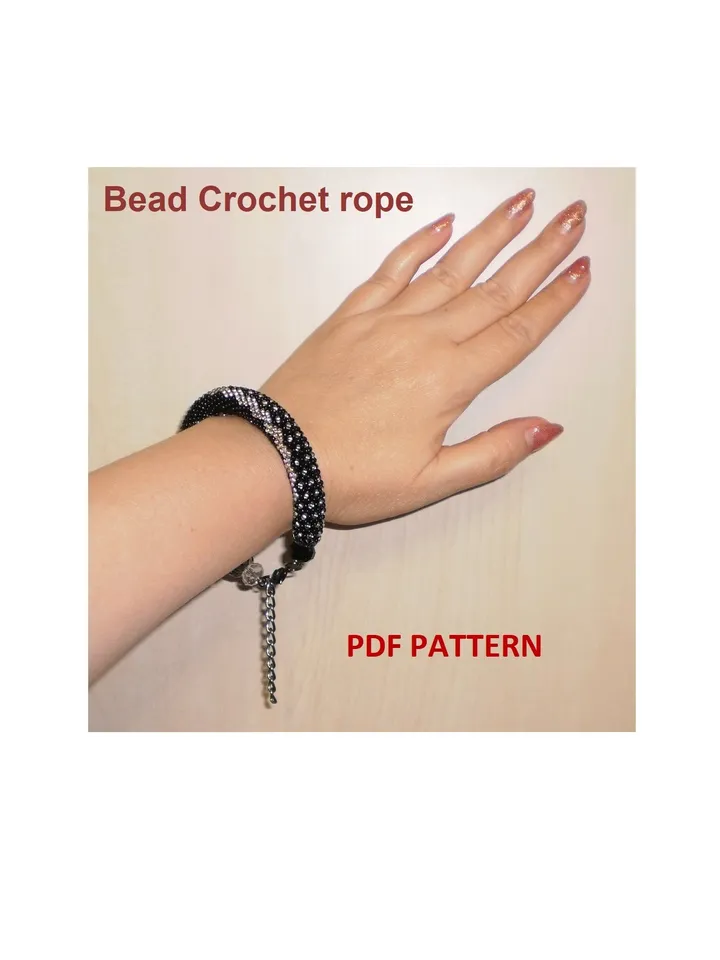 Bead crochet rope pattern for beading necklace and bracelet, DIY, Instant Download, PDF fail