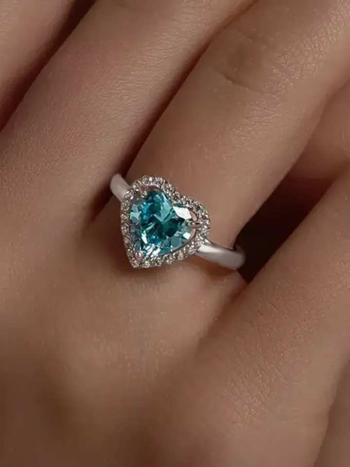 Ring, silver 925 with blue cubic zirconia