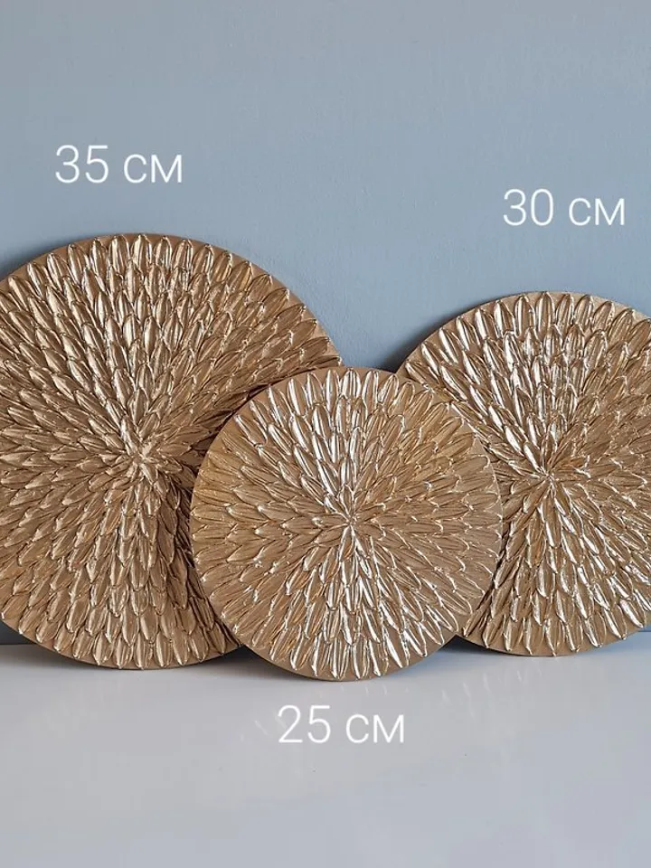 Gold textural wall decor Sofa background wall art Round gold decor handmade