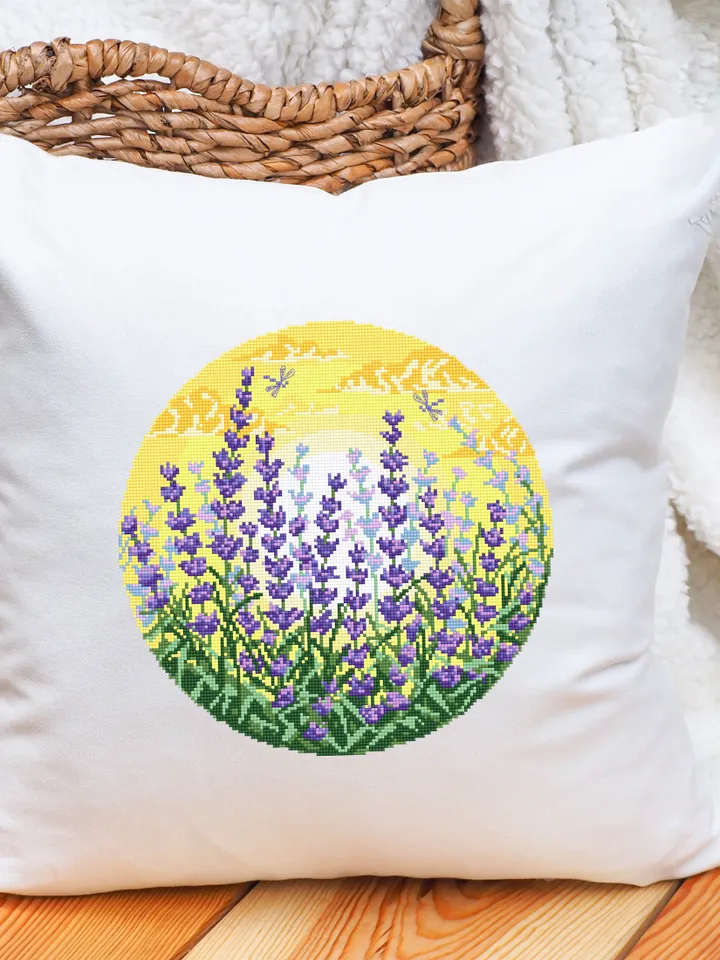 Lavender flower cross stitch pattern download PDF Summer nature cross stitch, Lavender cross stitch chart, Nature hoop art cross stitch #L55