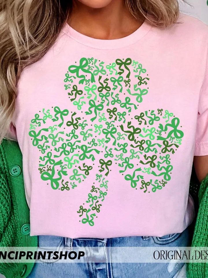 2 files, St Patricks Day Coquette PNG, Lucky Shamrock PNG, St Patricks Png, Lucky Png, Irish Png, Clover Png, Retro St Patricks, Green Bow