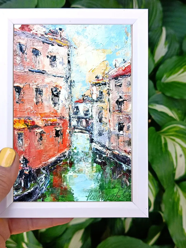 Venice Painting Italy Original Fine Art Cityscape Impasto Oil Wall Art Grand Canal Artwork Travel Gifts by ArtProkopaloSv