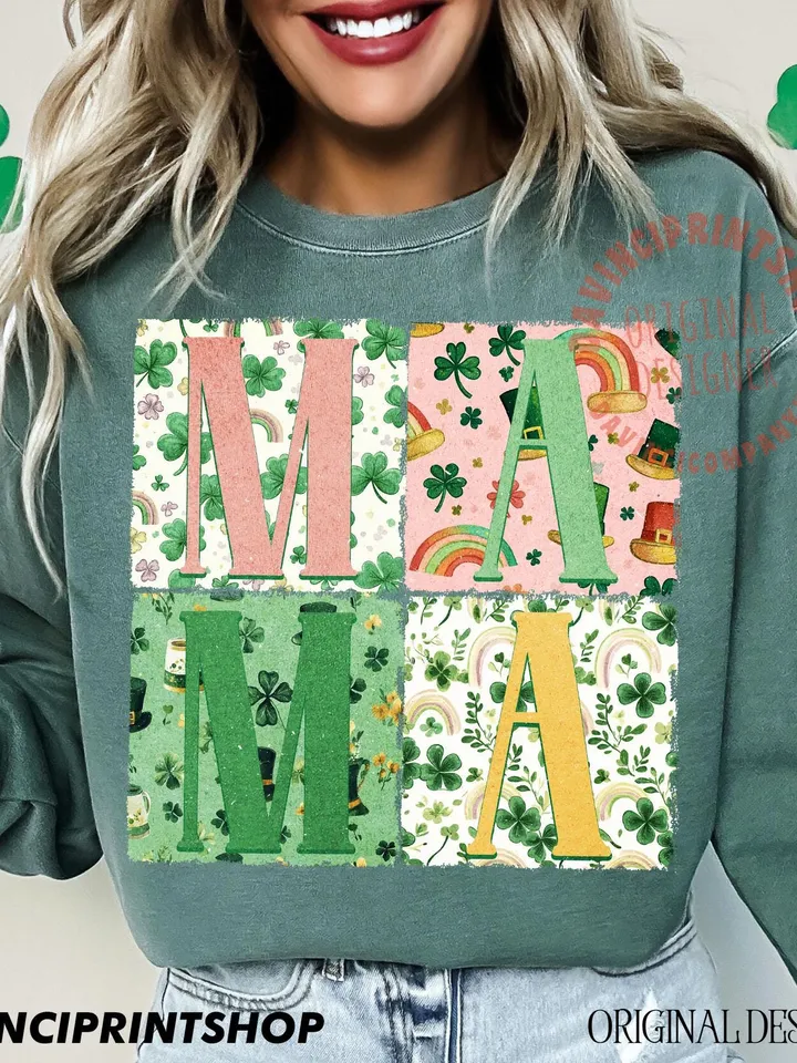 Mama St Patricks png, Retro St Patricks png, St Patricks Day png, Mama png, Lucky Mama St Patricks png, Shamrock png, Retro Mama png