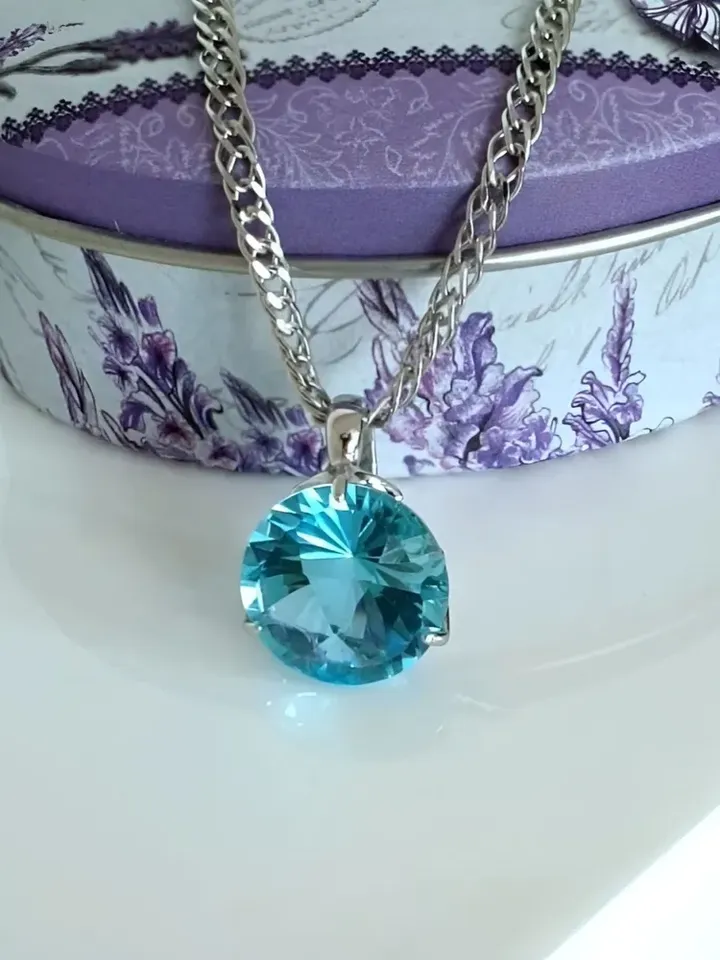 Pendant silver 925 women's with blue topaz