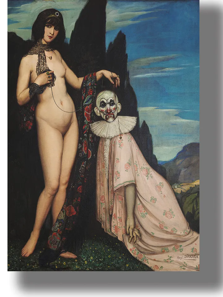 The woman and the puppet.