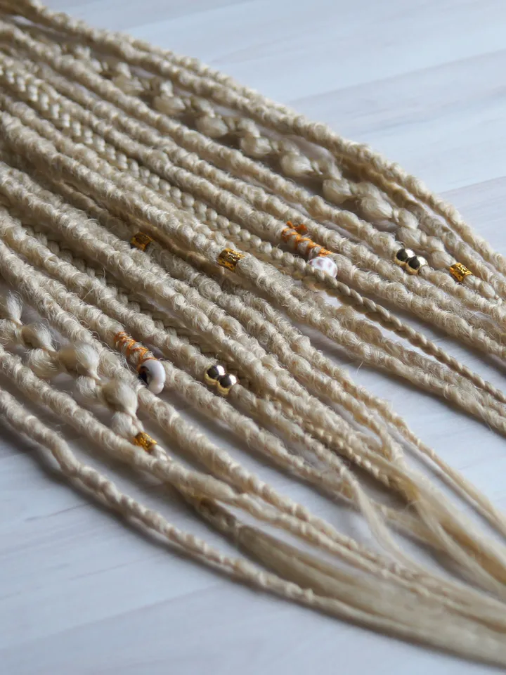 Dreads on hairband Crochet Dreadlocks extensions Ponytail blonde synthetic summer hair Hippie bohemian boho style Instant extension