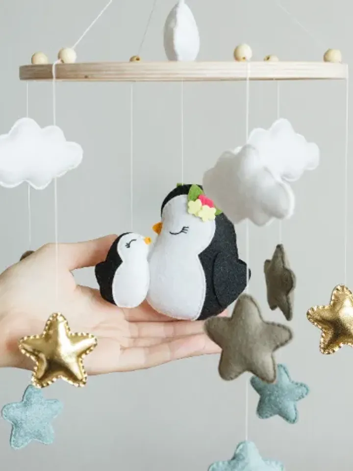 Penguin baby mobile for crib