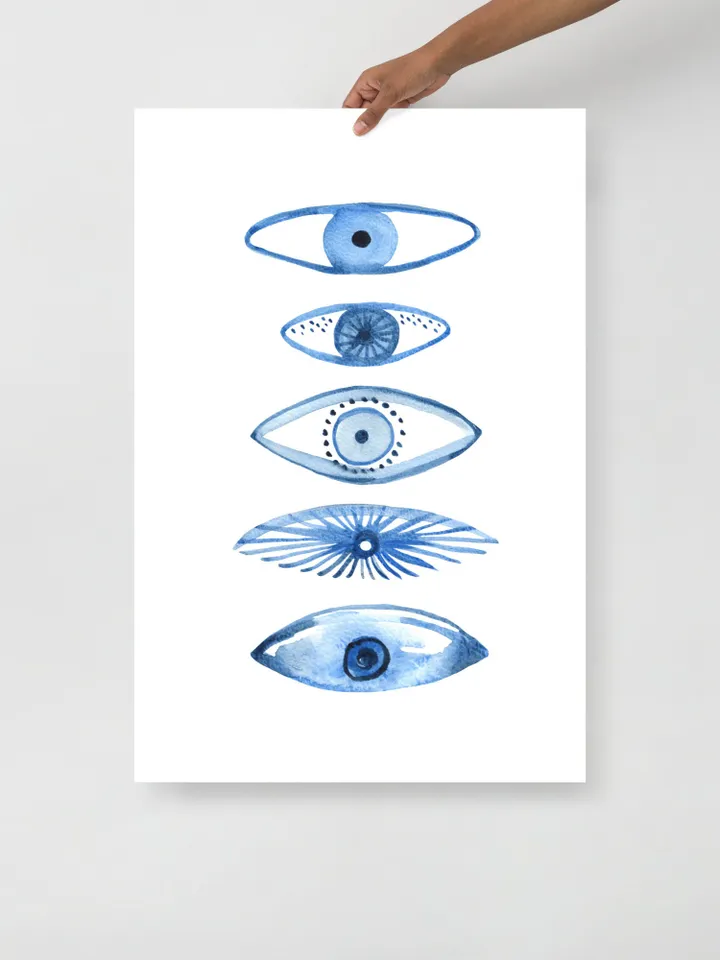 Evil Eye Print Blue Evil Eye Nazar Poster Evil Eye Wall Decor Abstract Eye Drawing Boho Eye Art Print Turkish Evil Eye Art Poster Best Gift