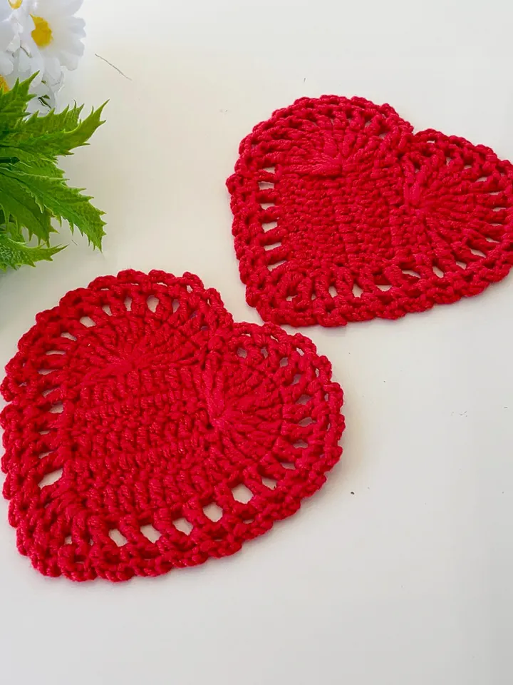 Crochet Heart Diy Pattern PDF, Easy Valentine Crochet Applique, Beginner-Friendly Romantic Heart Coaster DIY, Instant Download Pattern