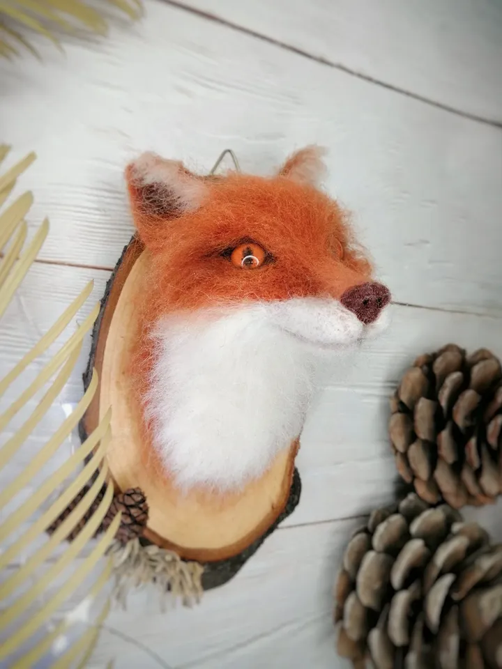 Needle felted wall decor. faux taxidermy fox.