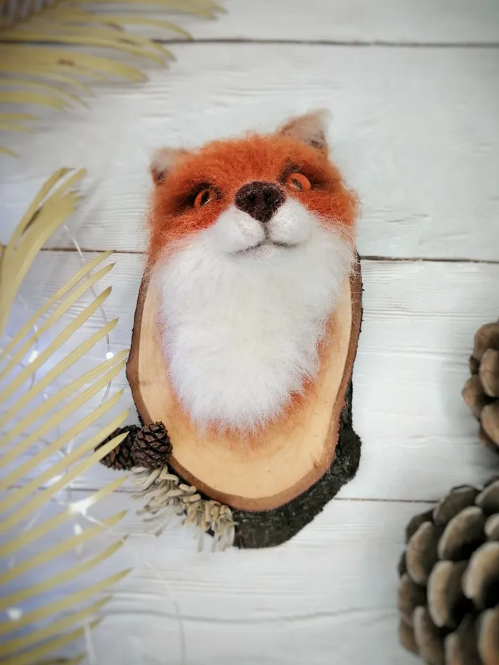 Needle felted wall decor. faux taxidermy fox.