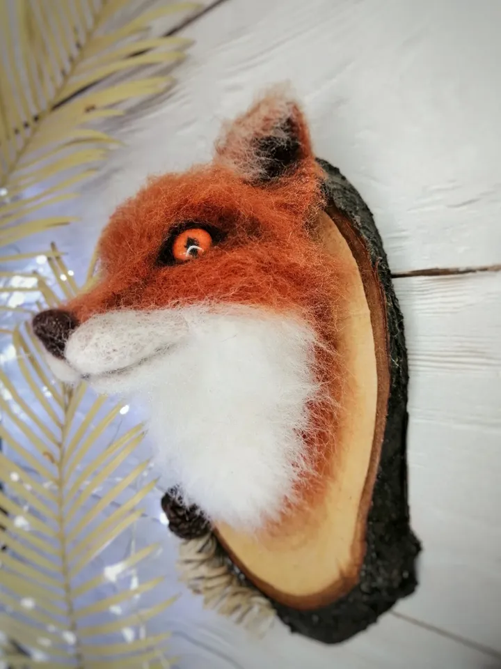Needle felted wall decor. faux taxidermy fox.