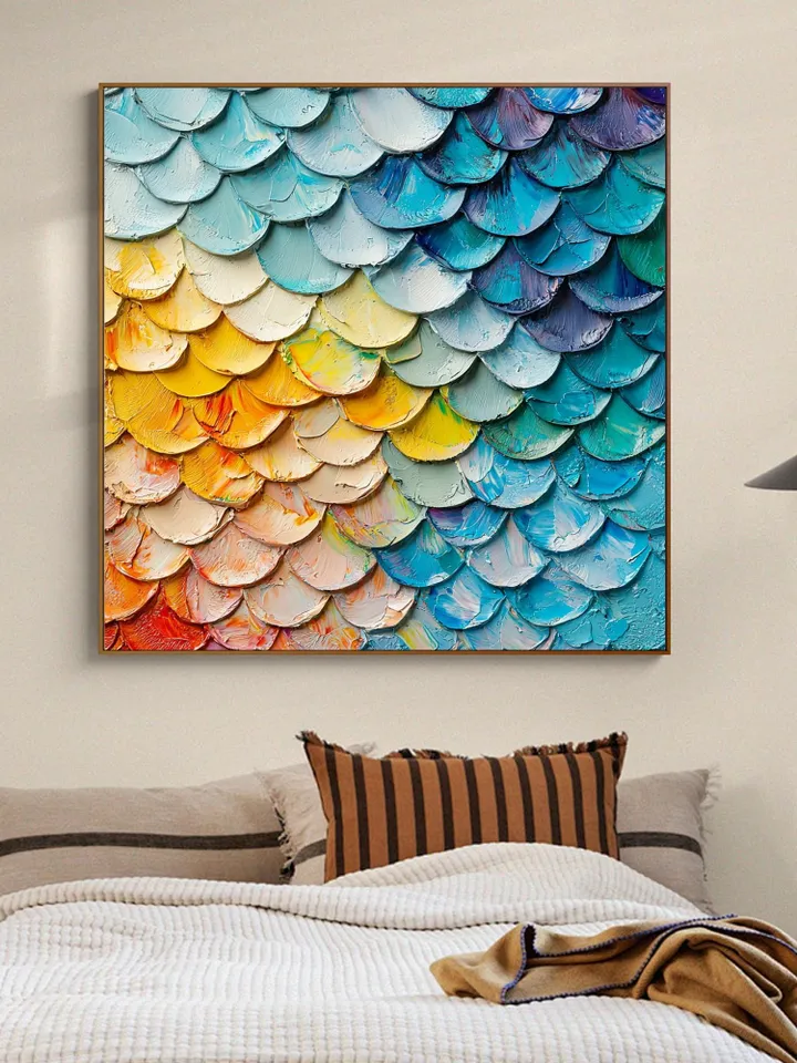 Large Textured Impasto Painting, 3D Abstract Art, Colorful Wall Art Decor, Modern Original Painting, Rainbow Palette Knife Art, Office Decor