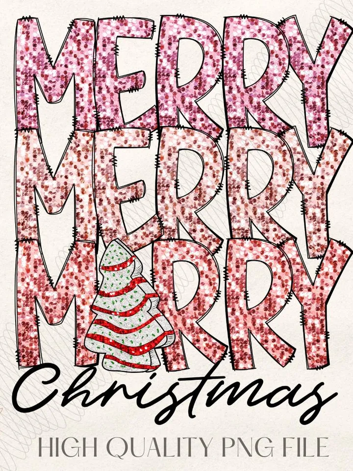 Merry merry merry christmas faux Sequin png,glitter christmas png,christmas cake faux sequin png,Faux Glitter Christmas Png Sublimation