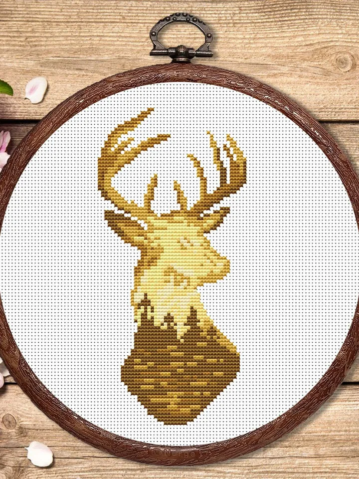 Deer Cross Stitch Pattern, Animal Cross Stitch, Embroidery Deer, Watercolor Deer Silhouette Cross Stitch, Modern Cross Stitch #anm025