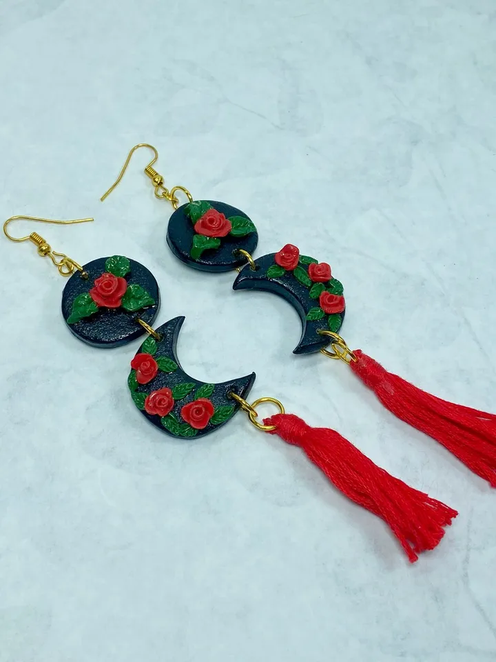 Earrings made of polymer clay. Red earrings. Handmade jewelry.