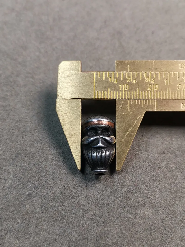 Gandhanra Tibetan Cold Iron Guru Bead,Skull Shape T-drilled 3-Hole Prayer Bead,Mala Bead,Connector Bead for Buddhist Bead Accessories