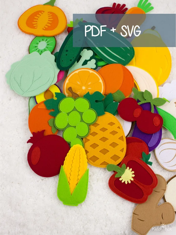 Fruits & Vegetables - Felt Sewing Patterns