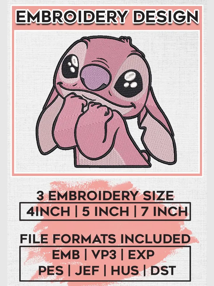 Adorable Angel Embroidery Designs, Lilo & Stitch Embroidery, Disney Character Embroidery Files, Machine embroidery Files, Digital Download EMB_CARTOON_138