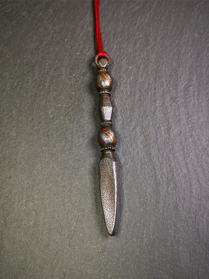 Gandhanra Handmade Tibetan Amulet ,Kila(Dorje Phurba) , Trantic Buddhism Ritual Implement Pendant,Made of Cold Iron,4.0"