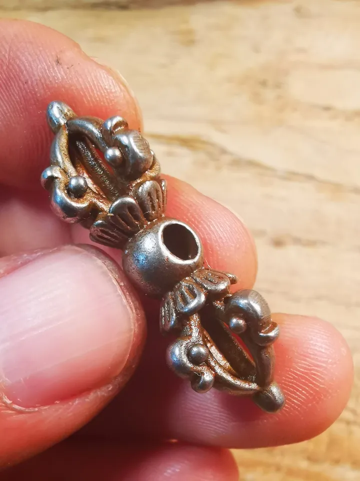Gandhanra Handmade Tibetan Amulet,Big Vajra Pendant, Mala Marker Bead Accessories, Made of Cold Iron