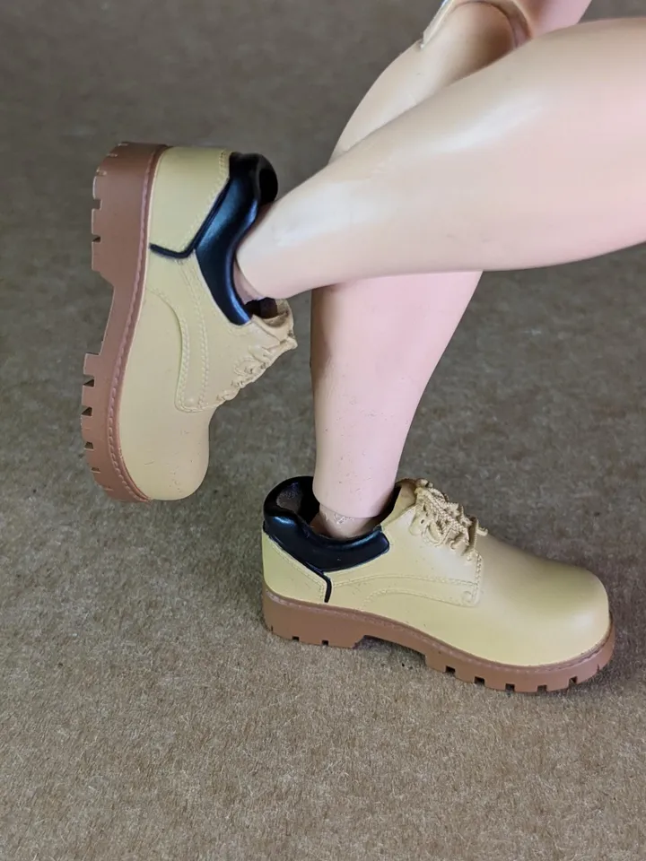Classic mustard hiking low boots for 1/6 scale male dolls