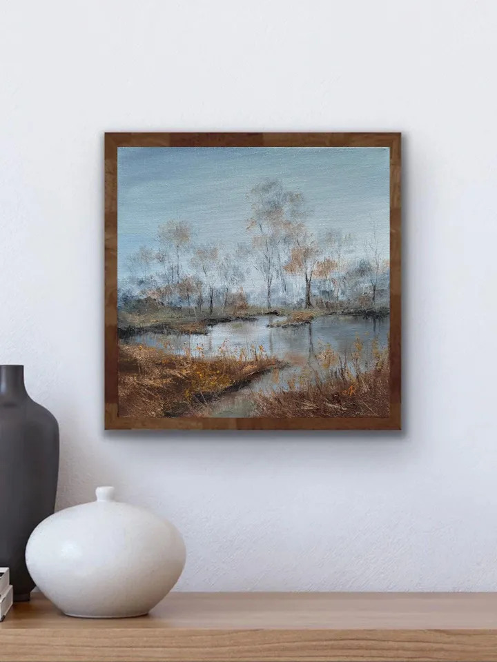 Landscape Oil Painting Original Forest Artwork River Landscape