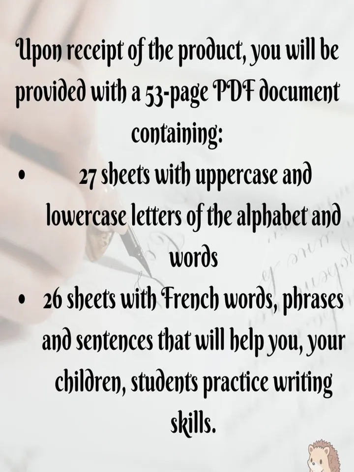 Handwriting Practice Workbook in French