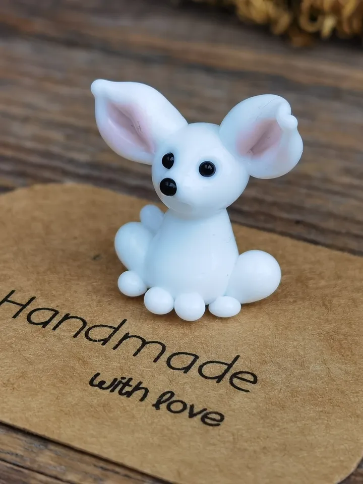 Glass figurines Tiny fennec figurine miniature fenec sculpture terrarium figurines blown glass art tiny glass animals glass fennec dollhouse