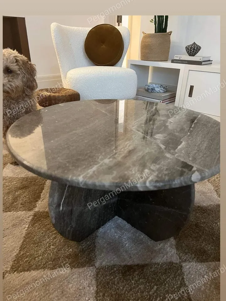 Brown Marble Coffee Table Italian model real marble handmade, Special stone